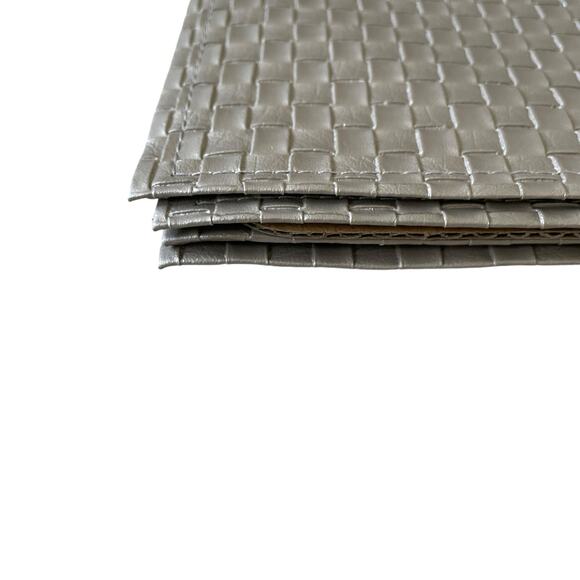 Allegro Metallic Silver Faux Leather Placemats 13x18 Set of 4 Holiday Glam NEW - Picture 7 of 15